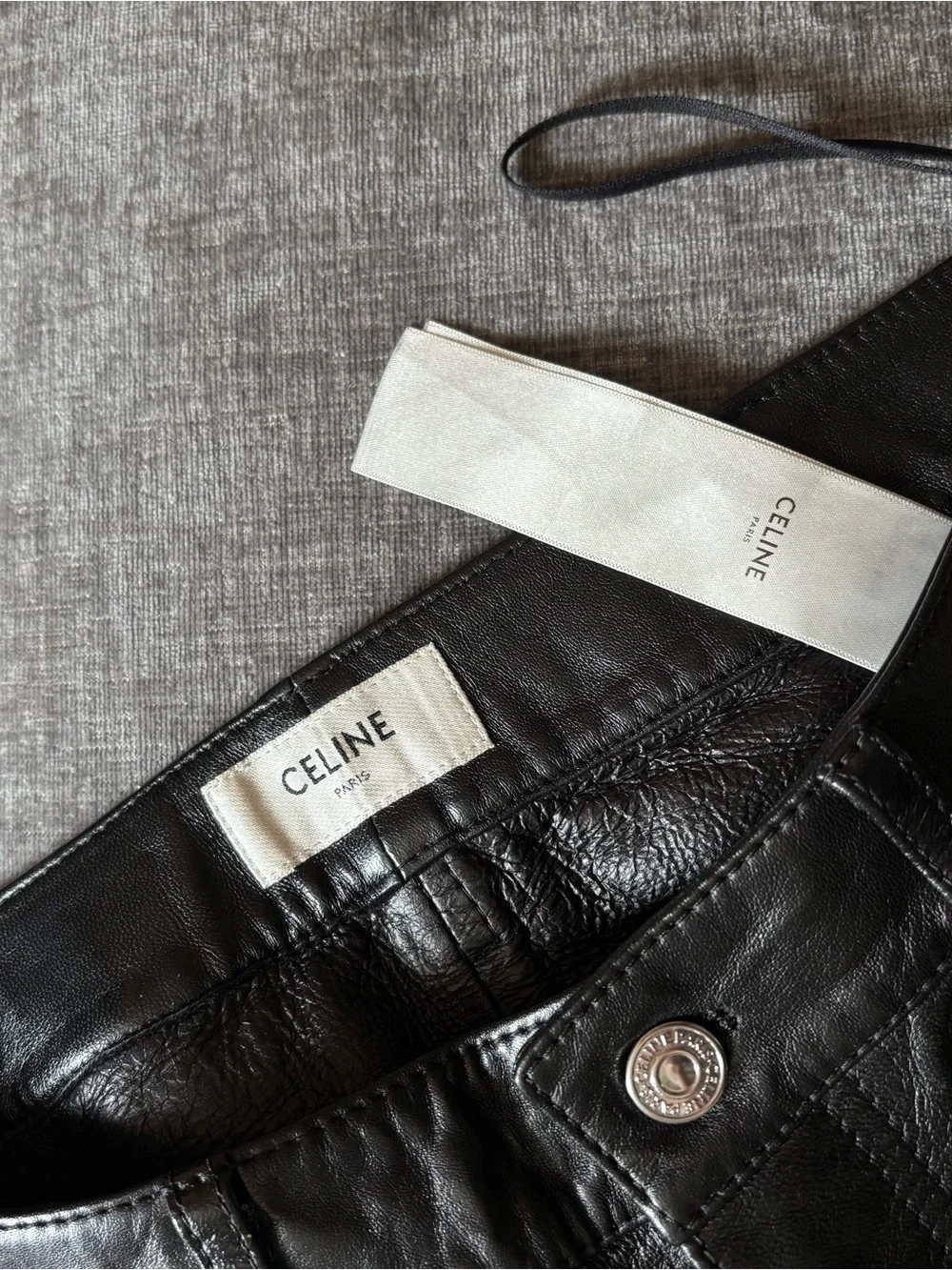 Celine Black Leather Pants